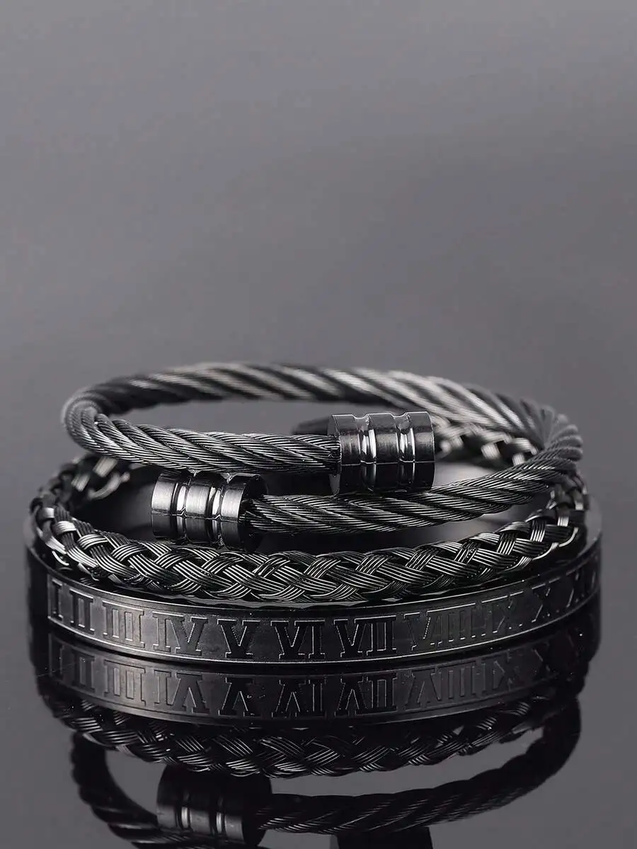 3pcs Set Stainless Steel Woven Roman Numeral Bracelet For Men Daily Wear Party Gift
3pcs Set Stainless Steel Woven Roman Numeral Bracelet For Men Daily Wear Party Gift