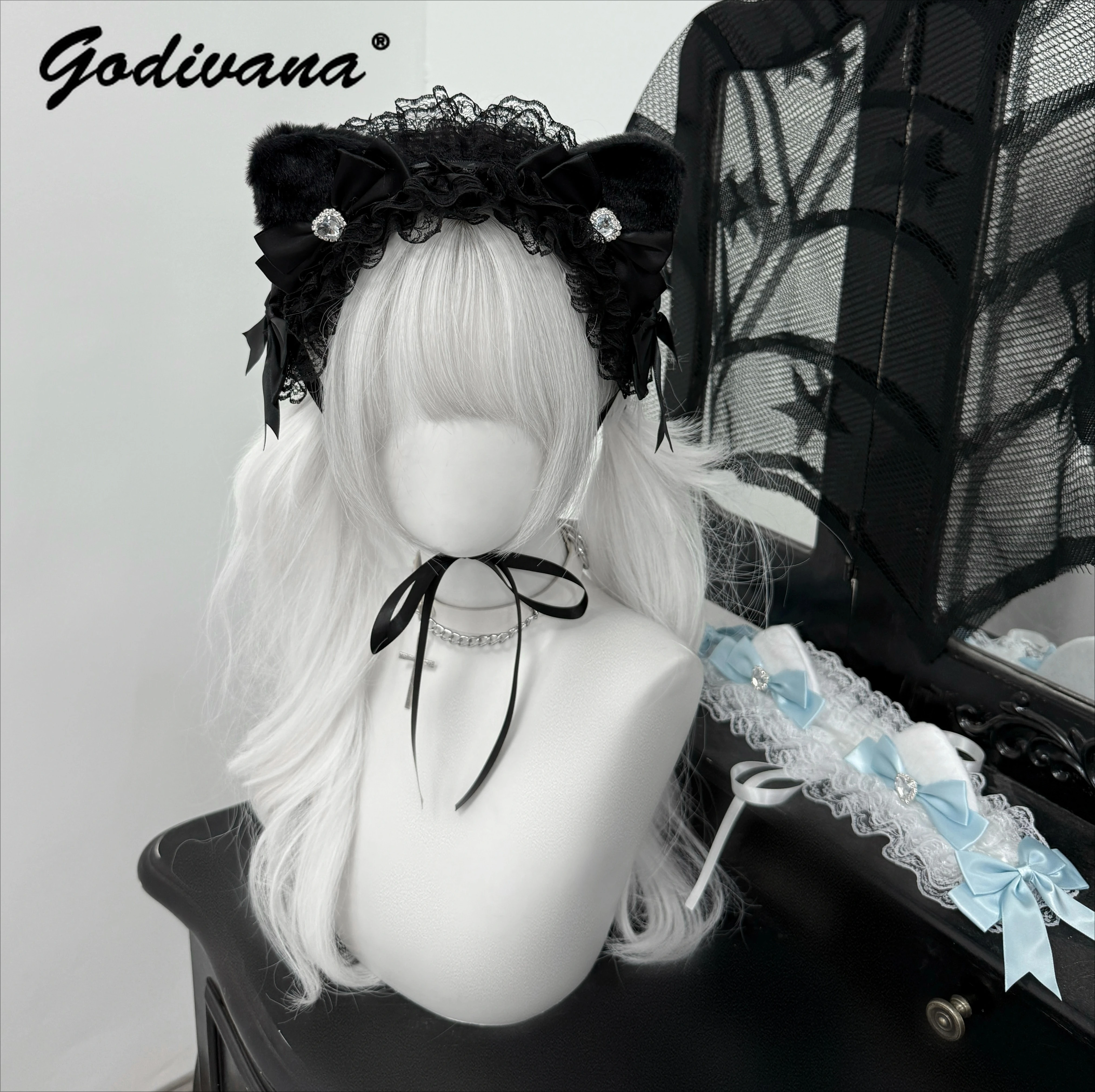 Original Mine Japanese Cute Cat Ear Headband Goth Cos Women's Love Rhinestone Bow Lolita Lace Headgear Hairband
Original Mine Japanese Cute Cat Ear Headband Goth Cos Women's Love Rhinestone Bow Lolita Lace Headgear Hairband