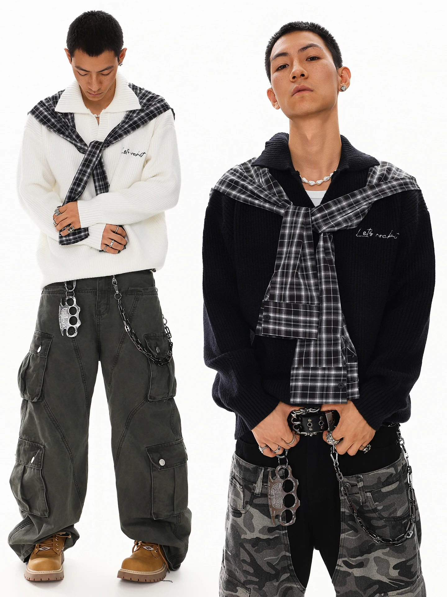 BETEBULE American High Street Plaid Shawl Collar Men's Knitted Sweater Autumn Winter Cleanfit Loose Fit Retro Style Casual Wear
BETEBULE American High Street Plaid Shawl Collar Men's Knitted Sweater Autumn Winter Cleanfit Loose Fit Retro Style Casual Wear