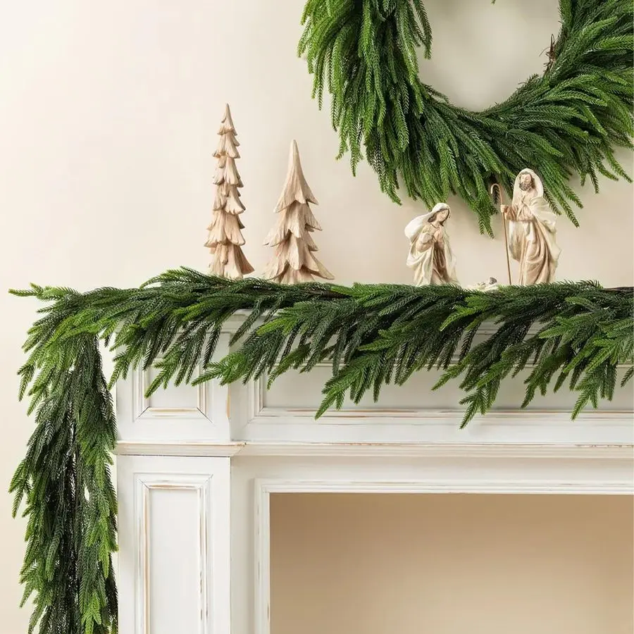 2 Pcs 9 Ft Norfolk Pine Garlands, Artificial Real Touch Winter Christmas Green Greenery Garlands for Mantle, Fireplace, Table, W
2 Pcs 9 Ft Norfolk Pine Garlands, Artificial Real Touch Winter Christmas Green Greenery Garlands for Mantle, Fireplace, Table, W