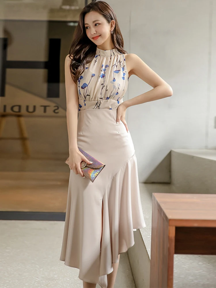 Fashion Chiffon Summer 2 Pieces Outfit Women Elegant Print Tank Tops Shirt High Waist Split Midi Skirt Sets Mujer Street Clothes
Fashion Chiffon Summer 2 Pieces Outfit Women Elegant Print Tank Tops Shirt High Waist Split Midi Skirt Sets Mujer Street Clothes