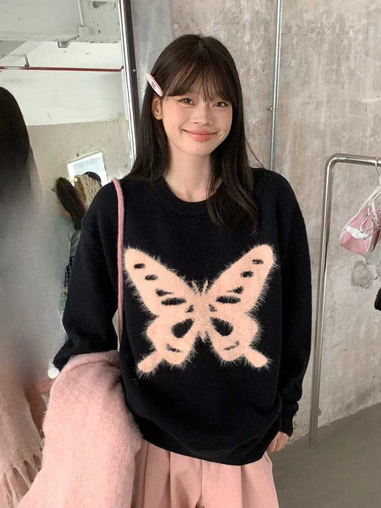 Новинка 2024, свободный черный свитер Sweet Butterfly, женский осенне-зимний свитер с круглым вырезом из искусственного меха норки, премиальный ленивый топ, свитер
Новинка 2024, свободный черный свитер Sweet Butterfly, женский осенне-зимний свитер с круглым вырезом из искусственного меха норки, премиальный ленивый топ, свитер