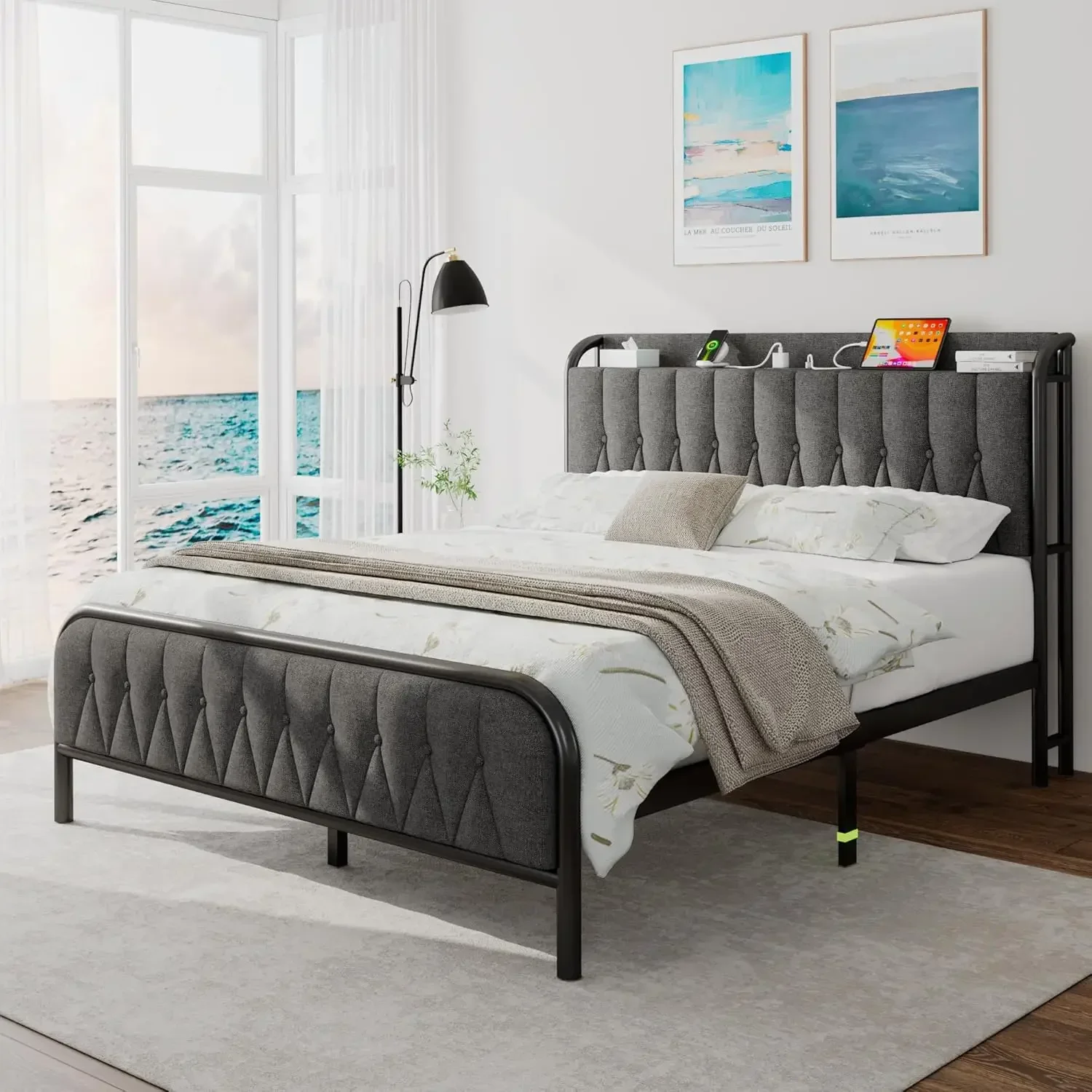 Upholstered Headboard AMD Footboard, Heavy Duty Steel Support, 12" Under Bed Storage, No Box Spring Needed
Upholstered Headboard AMD Footboard, Heavy Duty Steel Support, 12" Under Bed Storage, No Box Spring Needed