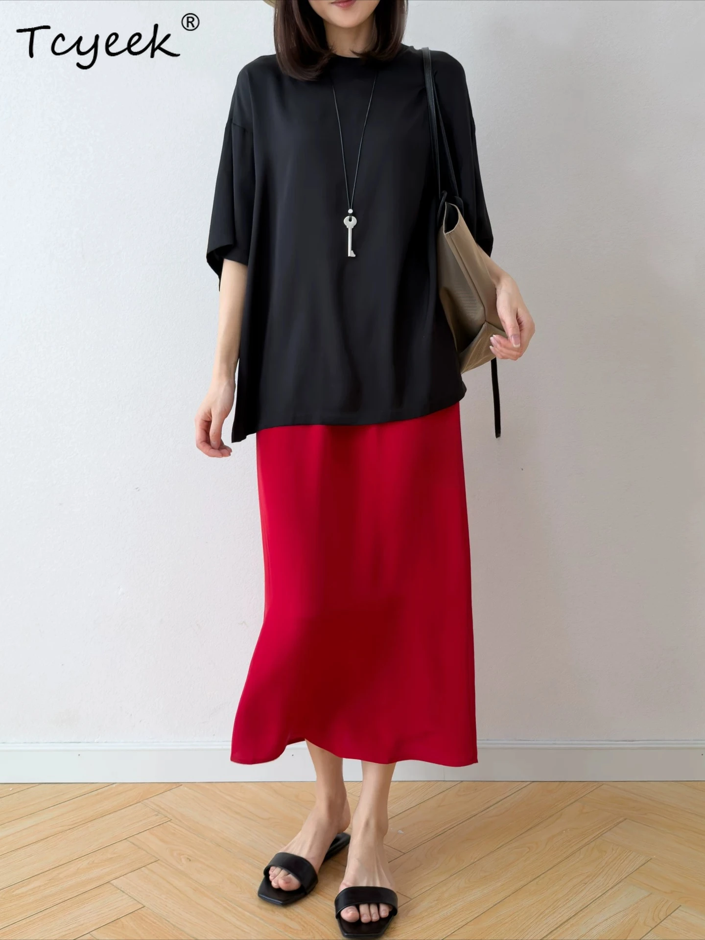 Tcyeek 93% Real Silk Womens Skirts 2026 Elegant Fashion Black Skirt for Woman 26MM Silk Skirt Summer Clothes Faldones Para Mujer
Tcyeek 93% Real Silk Womens Skirts 2026 Elegant Fashion Black Skirt for Woman 26MM Silk Skirt Summer Clothes Faldones Para Mujer