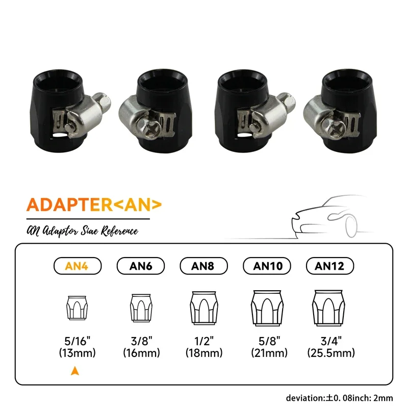 AN4 5/16" 12mm Hose Adapter for Steel or Nylon Braided Hose Fuel Oil Water Compatible 4PCS
AN4 5/16" 12mm Hose Adapter for Steel or Nylon Braided Hose Fuel Oil Water Compatible 4PCS