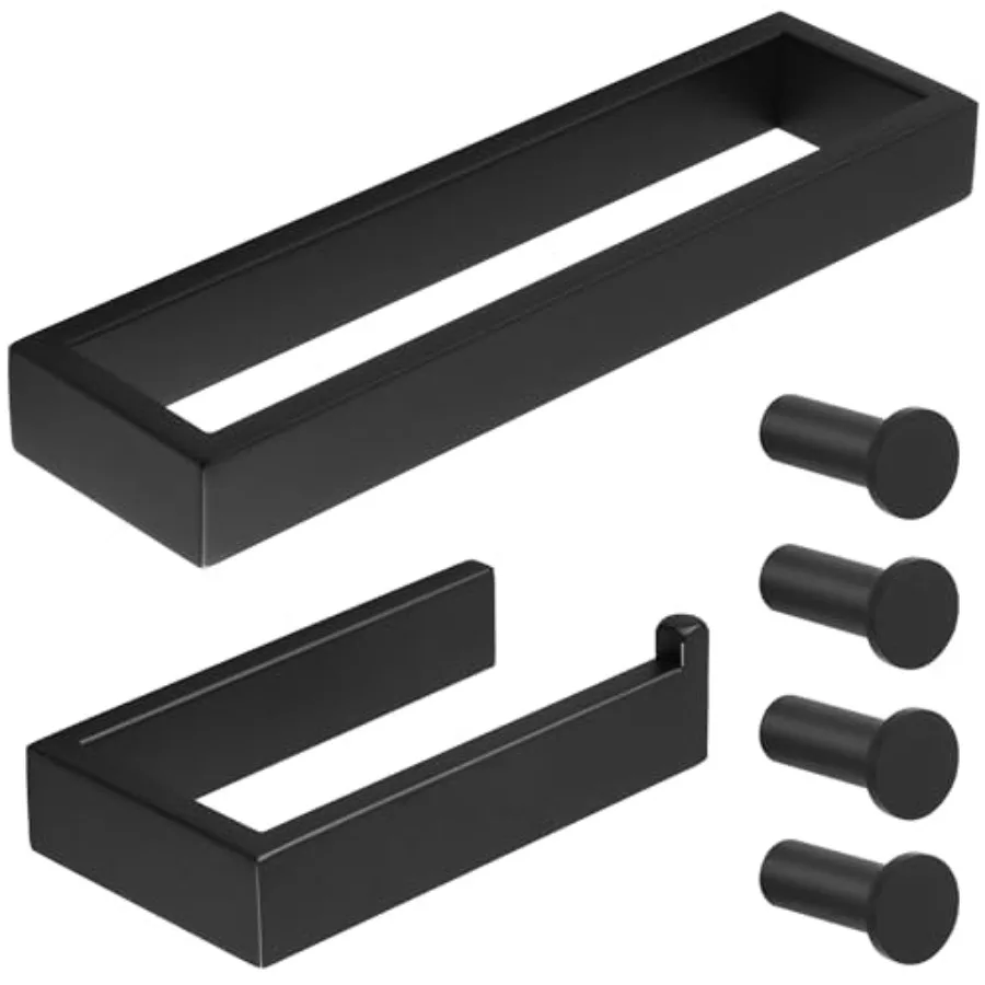 6-Piece Bathroom Hardware Set Black Includes 10 Inch Towel Bar Toilet Paper Holder and 4Pcs Coat Hooks Wall Mount Towel Racks f
6-Piece Bathroom Hardware Set Black Includes 10 Inch Towel Bar Toilet Paper Holder and 4Pcs Coat Hooks Wall Mount Towel Racks f