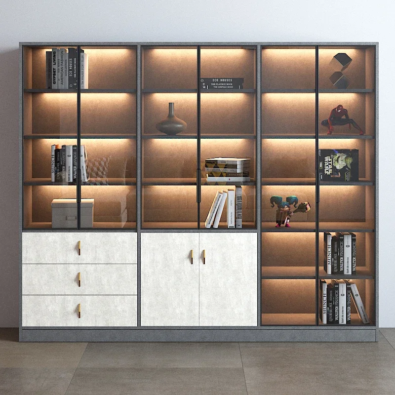 Modern simple light luxury bookcase storage shelf floor dust-proof storage display cabinet against the wall
Modern simple light luxury bookcase storage shelf floor dust-proof storage display cabinet against the wall