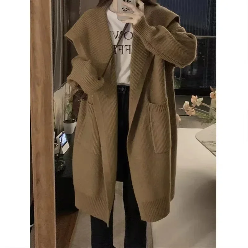 Женский осенне-зимний свободный кардиган средней длины в ленивом стиле в стиле ретро, Новое поступление, утепленный большой вязаный свитер, пальто
Женский осенне-зимний свободный кардиган средней длины в ленивом стиле в стиле ретро, Новое поступление, утепленный большой вязаный свитер, пальто