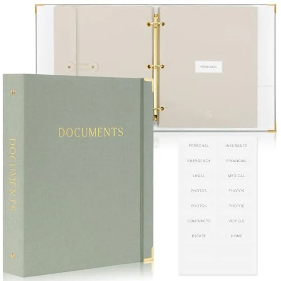 Important Document Organizer Set with Folders - Complete Linen Ring Binder Set Safely Stores All Documents and Files in One Pla
Important Document Organizer Set with Folders - Complete Linen Ring Binder Set Safely Stores All Documents and Files in One Pla