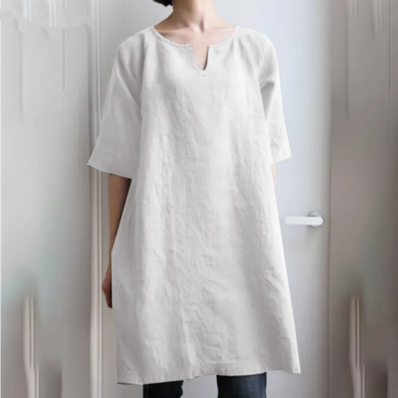 Women Robes Cotton Linen Dress Casual Loose Solid V-neck Vestido Autumn Korean Half Sleeve Mini Vestidos Para Mujer y2k платье
Women Robes Cotton Linen Dress Casual Loose Solid V-neck Vestido Autumn Korean Half Sleeve Mini Vestidos Para Mujer y2k платье