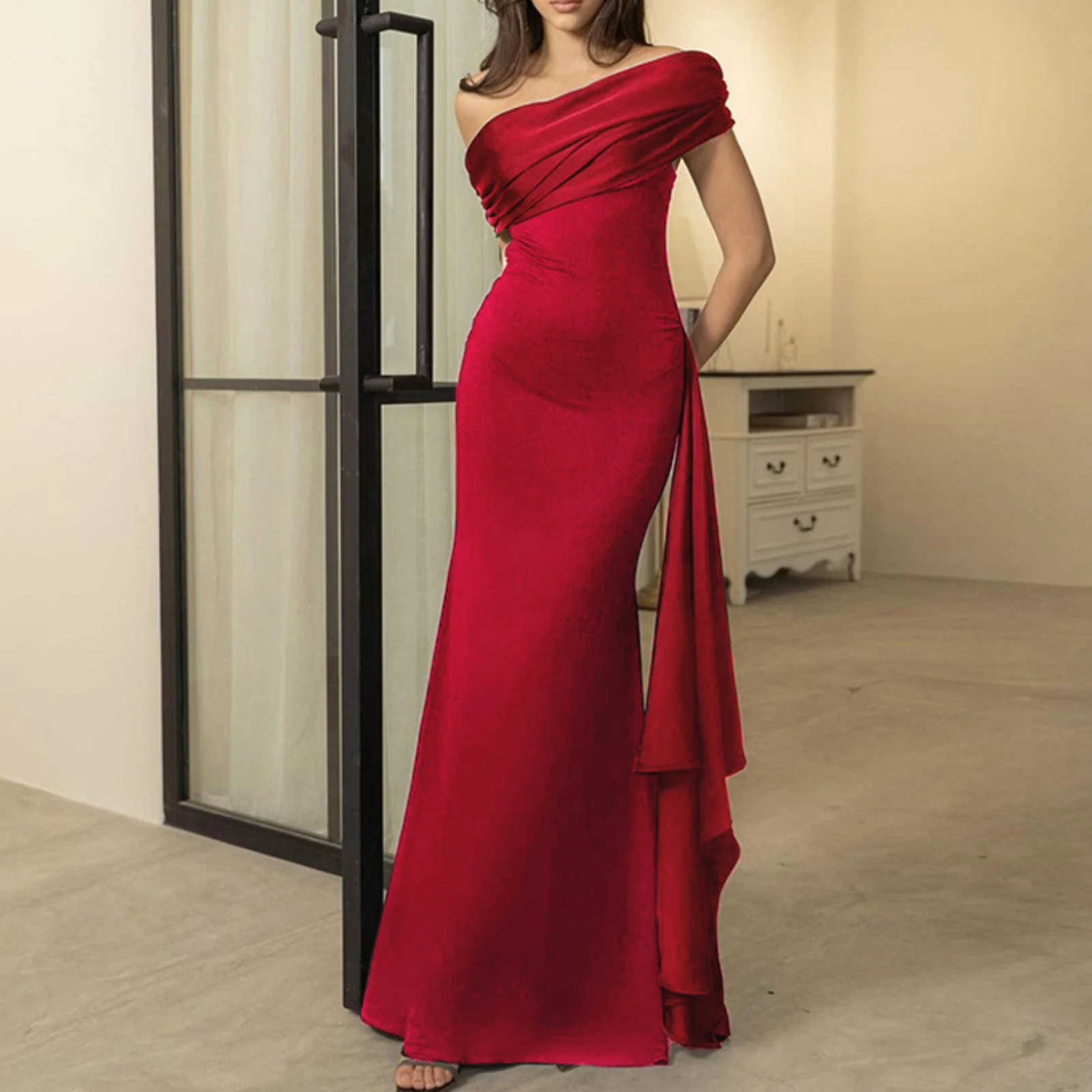 Off Neckline Dress Elegant Off-shoulder Maxi Dress with Lace-up Sash Detail for Prom Summer Parties Slant Neck Evening Gown
Off Neckline Dress Elegant Off-shoulder Maxi Dress with Lace-up Sash Detail for Prom Summer Parties Slant Neck Evening Gown