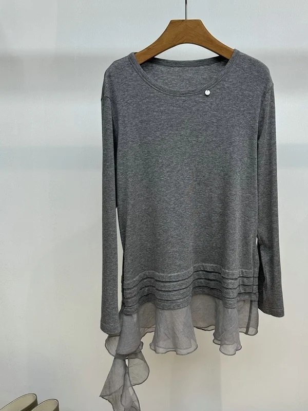 Trendy Cotton Mid-Length T-Shirt Women's Pure Color Asymmetrical Sash Net Shirt Casual Style Long Sleeve Standard Fit
Trendy Cotton Mid-Length T-Shirt Women's Pure Color Asymmetrical Sash Net Shirt Casual Style Long Sleeve Standard Fit