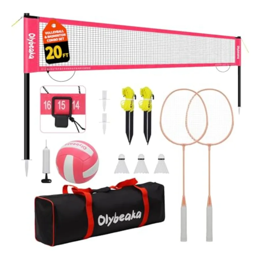 Backyard beach outdoor volleyball badminton combo net set: PU volleyball 2 aluminum rackets adjustable poles durable anti-sag n
Backyard beach outdoor volleyball badminton combo net set: PU volleyball 2 aluminum rackets adjustable poles durable anti-sag n