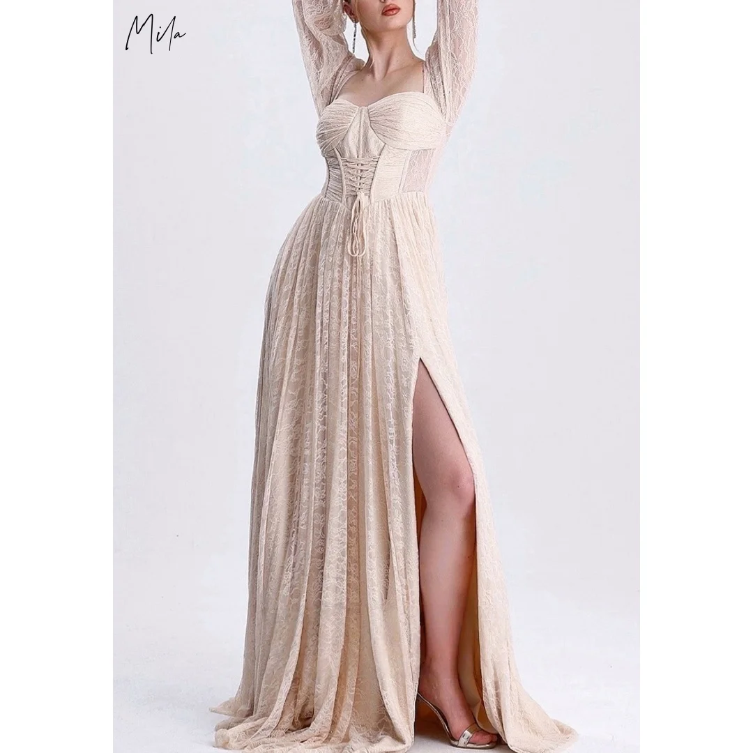 Mila White Strapless Side Slit Prom Dresses Long Sleeves Customized Formal Evening Frenulum Floor-Length vestidos de gala 2025
Mila White Strapless Side Slit Prom Dresses Long Sleeves Customized Formal Evening Frenulum Floor-Length vestidos de gala 2025