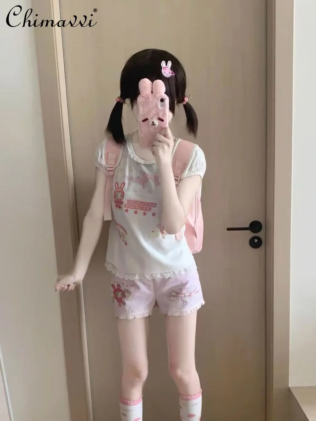 2026 Summer New Lolita Outfit Set Cute Girl's Round Neck Cartoon Embroidered Short Sleeve T-shirt and Shorts Y2k Two-piece Set
2026 Summer New Lolita Outfit Set Cute Girl's Round Neck Cartoon Embroidered Short Sleeve T-shirt and Shorts Y2k Two-piece Set