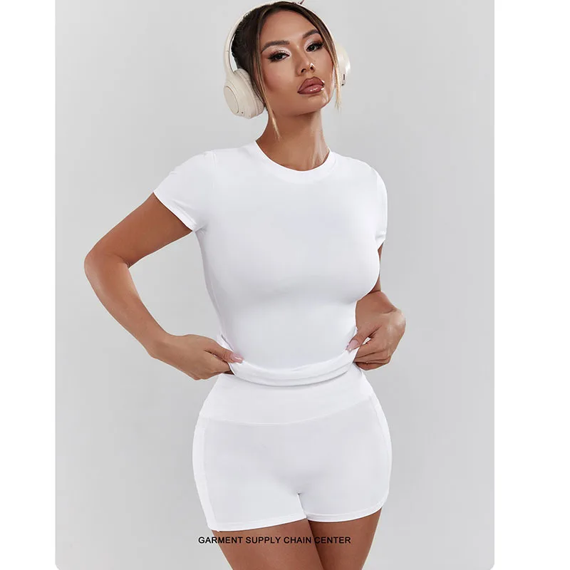 Women's Yoga Outfit Tracksuits Quick Dry Round Neck Short Sleeve And Shorts Fitness Wear Two-Piece Set
Women's Yoga Outfit Tracksuits Quick Dry Round Neck Short Sleeve And Shorts Fitness Wear Two-Piece Set