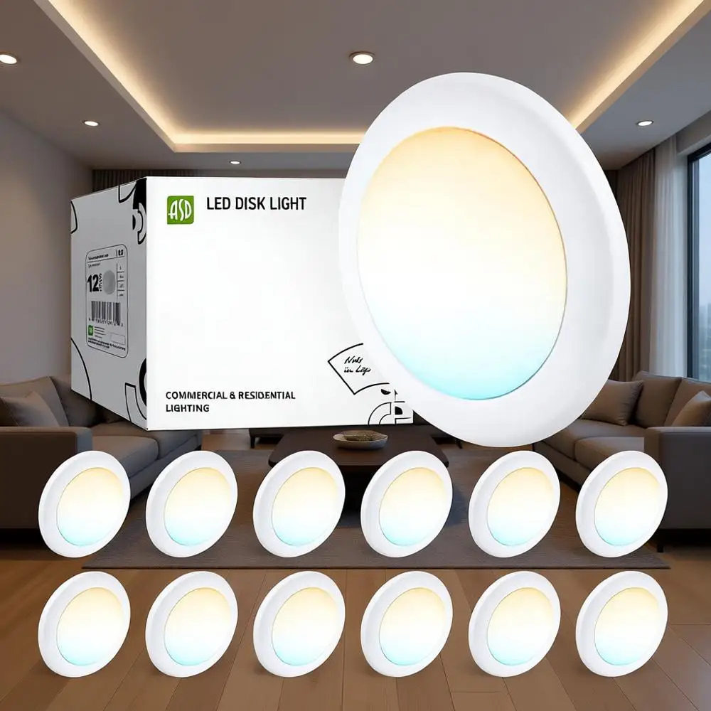 Набор из 12 светодиодных дисковых светильников 6 дюймов, 15 Вт, 5CCT 2700K-5000K, 1245 лм, CRI90+, диммируемые, для потолочного монтажа, низкопрофильные, для поверхностного монтажа
Набор из 12 светодиодных дисковых светильников 6 дюймов, 15 Вт, 5CCT 2700K-5000K, 1245 лм, CRI90+, диммируемые, для потолочного монтажа, низкопрофильные, для поверхностного монтажа