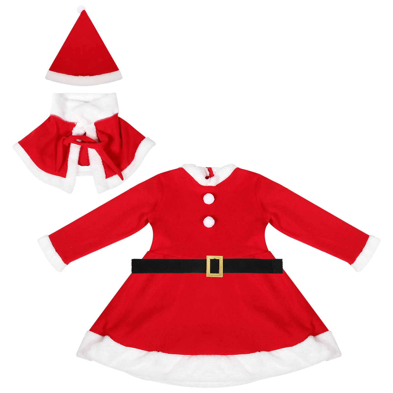 Christmas Costume Kids Red Long Sleeve Dress with Shawl Hat Belt for Girls Santa Claus Outfit Christmas Party Wear 120cm
Christmas Costume Kids Red Long Sleeve Dress with Shawl Hat Belt for Girls Santa Claus Outfit Christmas Party Wear 120cm