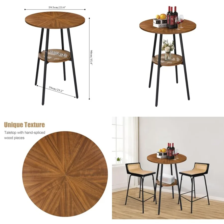 Boho Bar Height Table - Rattan Storage Shelf, High Top and Counter Height Dining Table
Boho Bar Height Table - Rattan Storage Shelf, High Top and Counter Height Dining Table