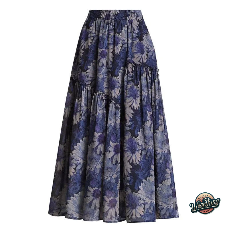 High Waist Floral Print Skirt Thin Half-length Casual A- Line Spring Summer Women's Skirt
High Waist Floral Print Skirt Thin Half-length Casual A- Line Spring Summer Women's Skirt