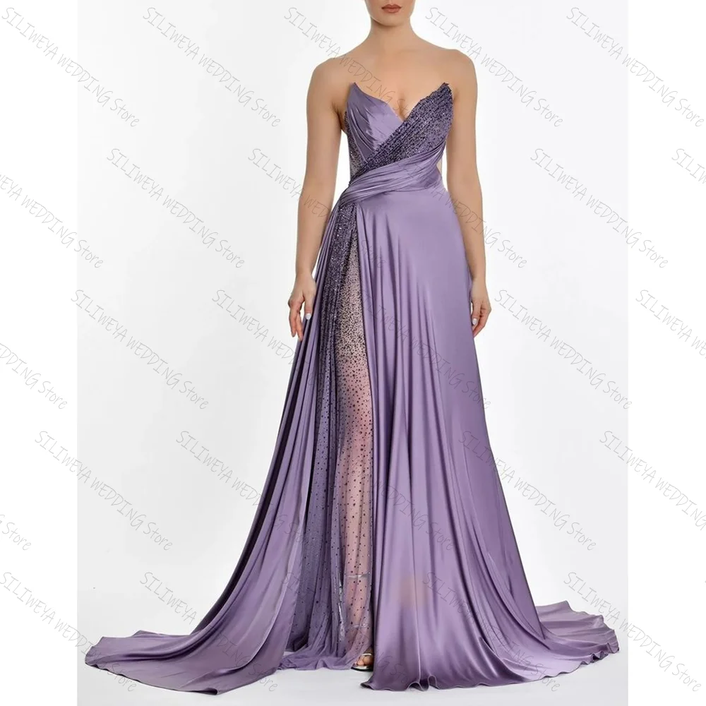 Elegant Purple Strapless A-Line Evening Dress Chic Prom Gown Robes De Soirée Customized Dresses
Elegant Purple Strapless A-Line Evening Dress Chic Prom Gown Robes De Soirée Customized Dresses