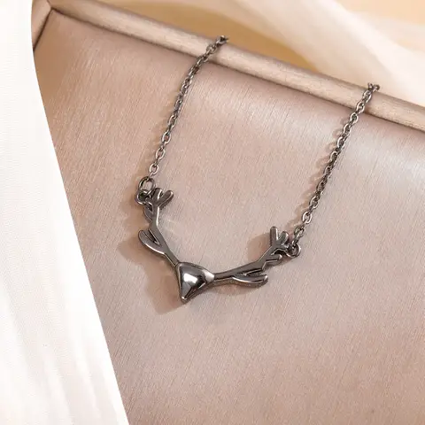 New Arrival Creative Dark Perosnality Black Elk Branches 925 Sterling Silver Jewelry Antler Women Necklaces XL244