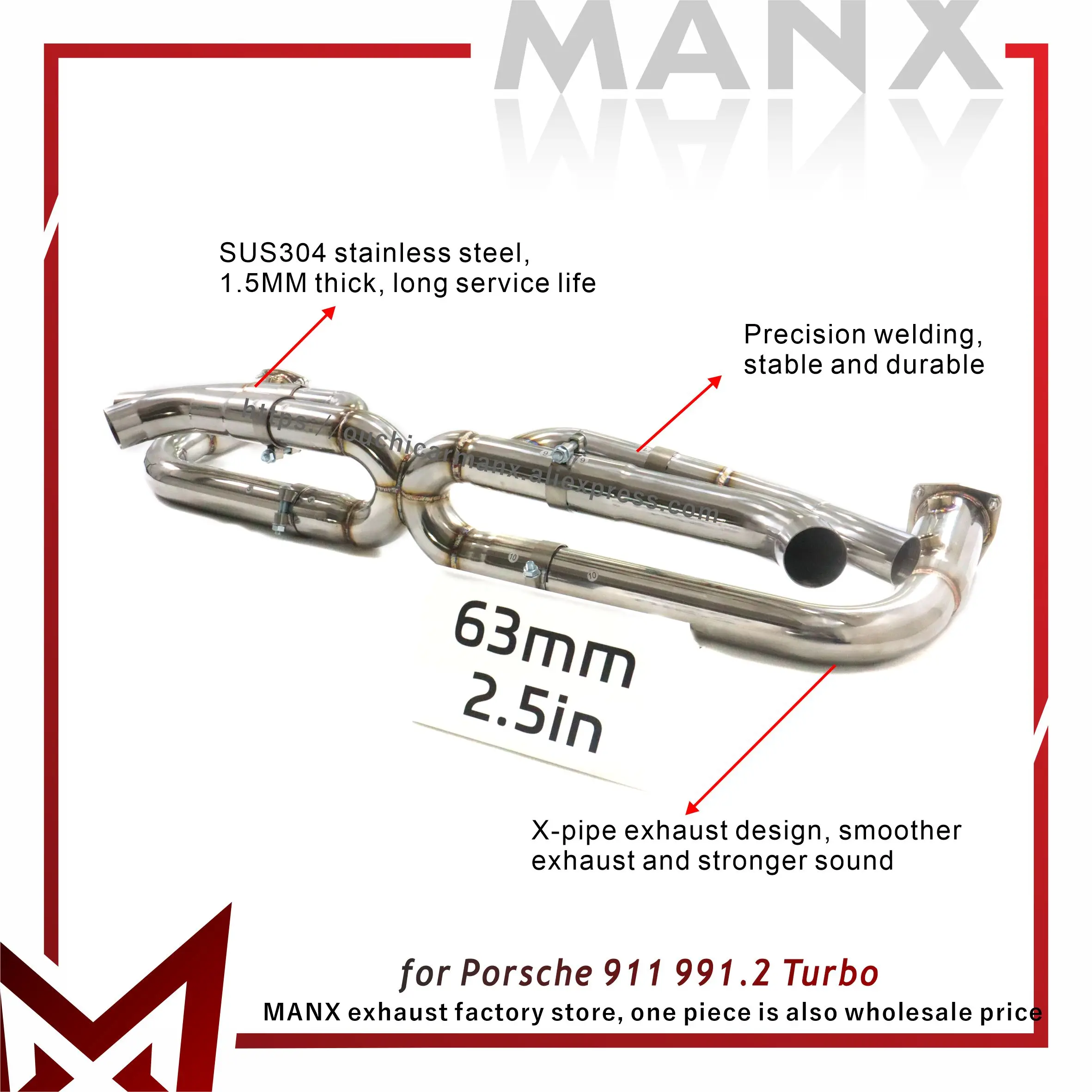 MANX SS304 Catback for Porsche 911 991.2 Turbo Exhaust system Sounds good TIG manual welding Increased power
MANX SS304 Catback for Porsche 911 991.2 Turbo Exhaust system Sounds good TIG manual welding Increased power 