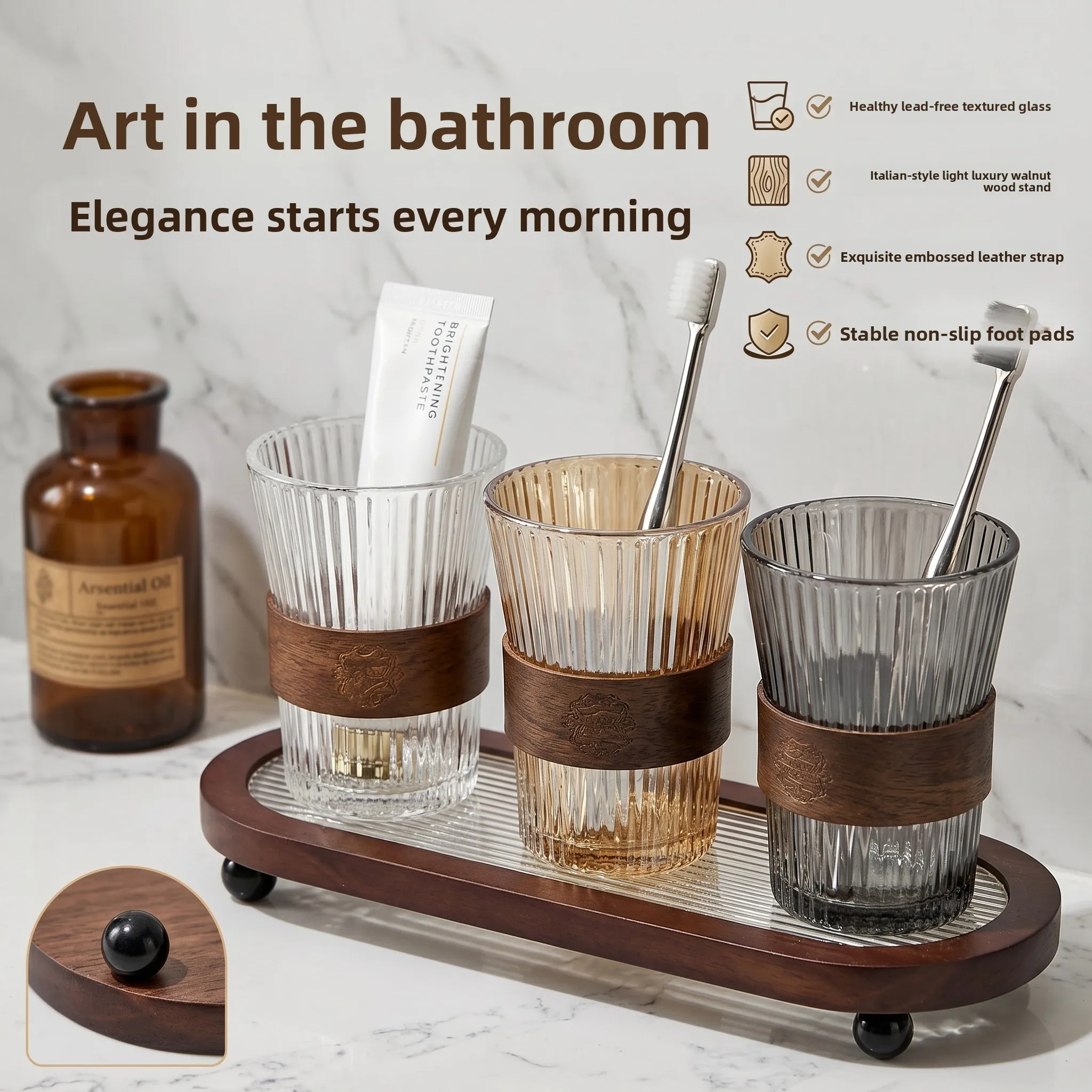 Bathroom Toothbrush Cup Holder Sink Countertop Vintage Style Spill Proof Design Adult Glass Creative Wash Cup Family of Three
Bathroom Toothbrush Cup Holder Sink Countertop Vintage Style Spill Proof Design Adult Glass Creative Wash Cup Family of Three