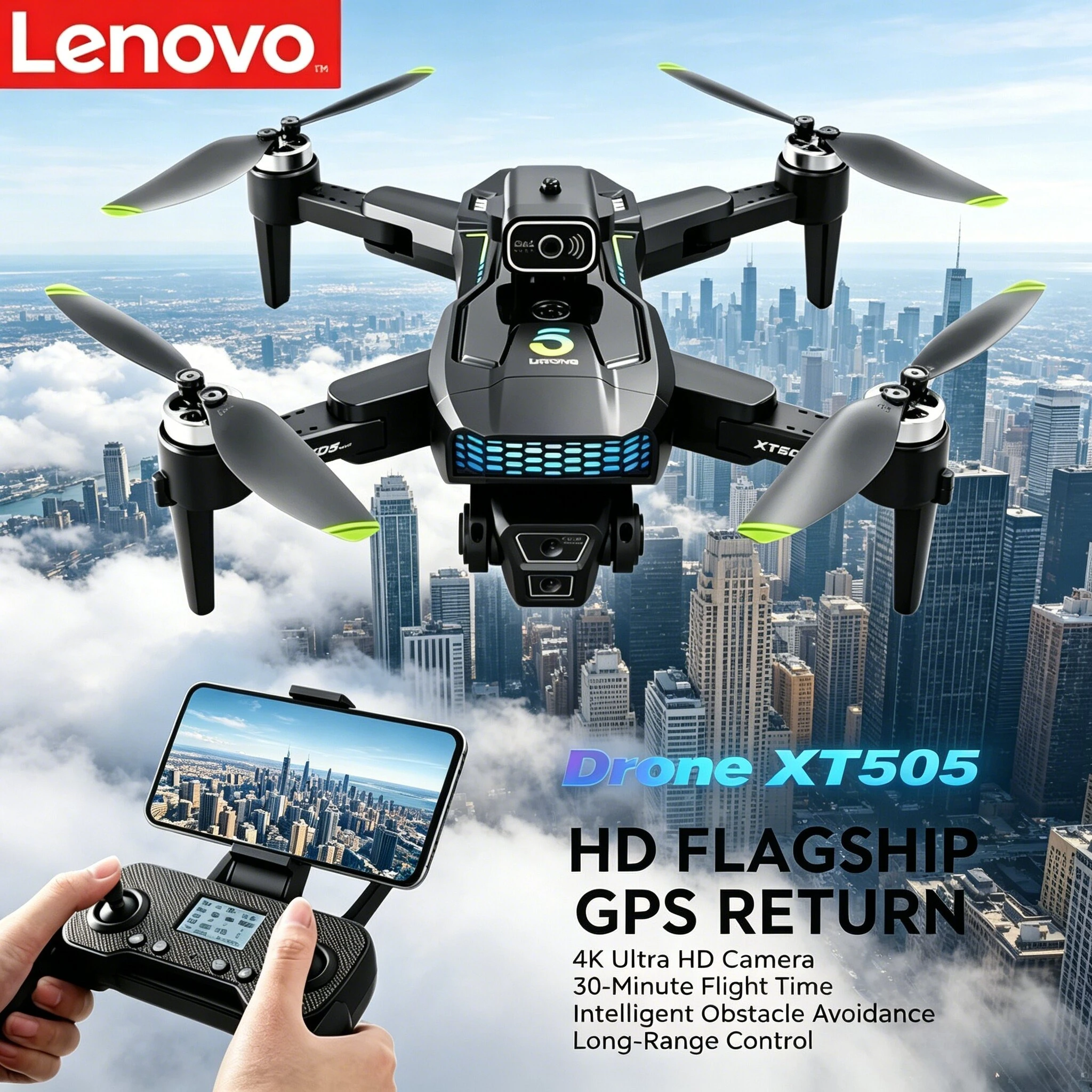 Professional Lenovo XT505 RC Quadcopter Foldable GPS 5G WiFi Optical Flow Positioning Gimbal Brushless Motor Aerial Drone
Professional Lenovo XT505 RC Quadcopter Foldable GPS 5G WiFi Optical Flow Positioning Gimbal Brushless Motor Aerial Drone