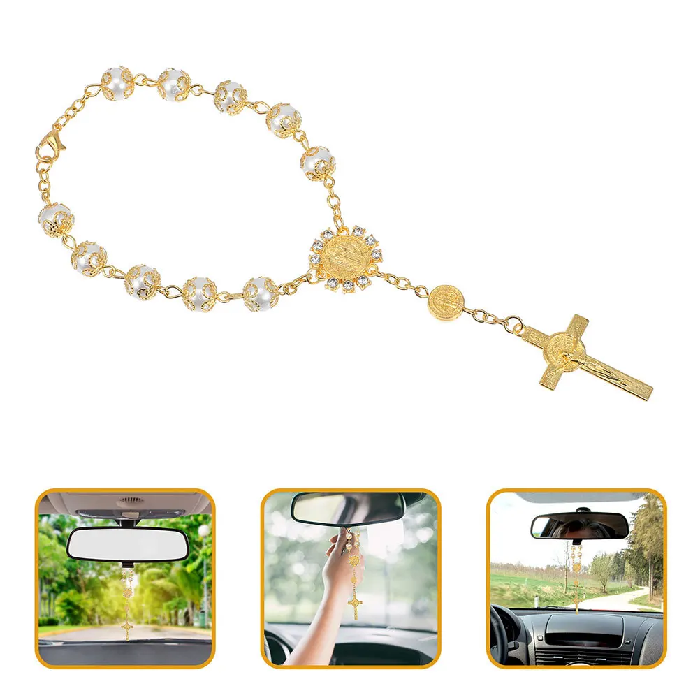 2pcs Cross For Car Mirror Hanging Ornament Gold Silver Trim Glass Imitation Pearl Pendant Car Interior Decoration Blessing
2pcs Cross For Car Mirror Hanging Ornament Gold Silver Trim Glass Imitation Pearl Pendant Car Interior Decoration Blessing