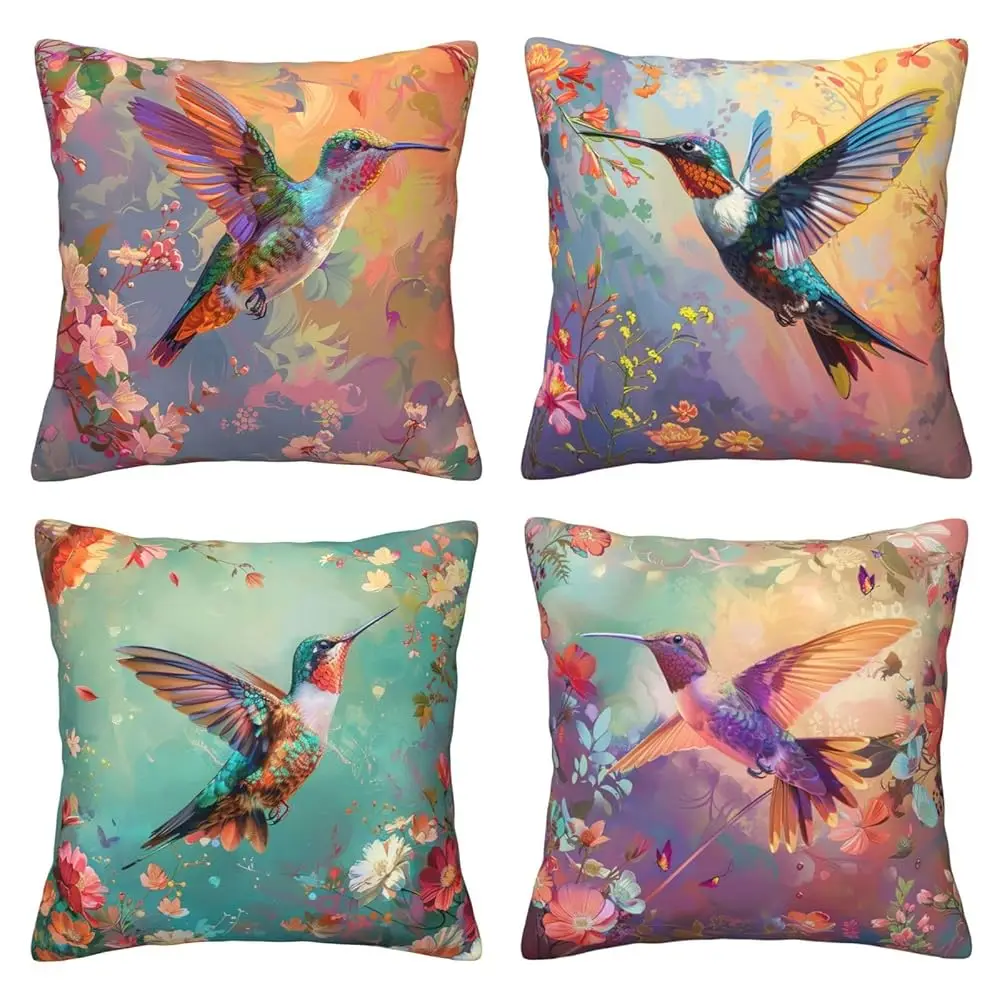 Spring Hummingbird Throw Pillow Covers Set Of 4 Colorful Bird With Flowers Decor Pillowcase Hummingbirds Cushion Case Pillow
Spring Hummingbird Throw Pillow Covers Set Of 4 Colorful Bird With Flowers Decor Pillowcase Hummingbirds Cushion Case Pillow
