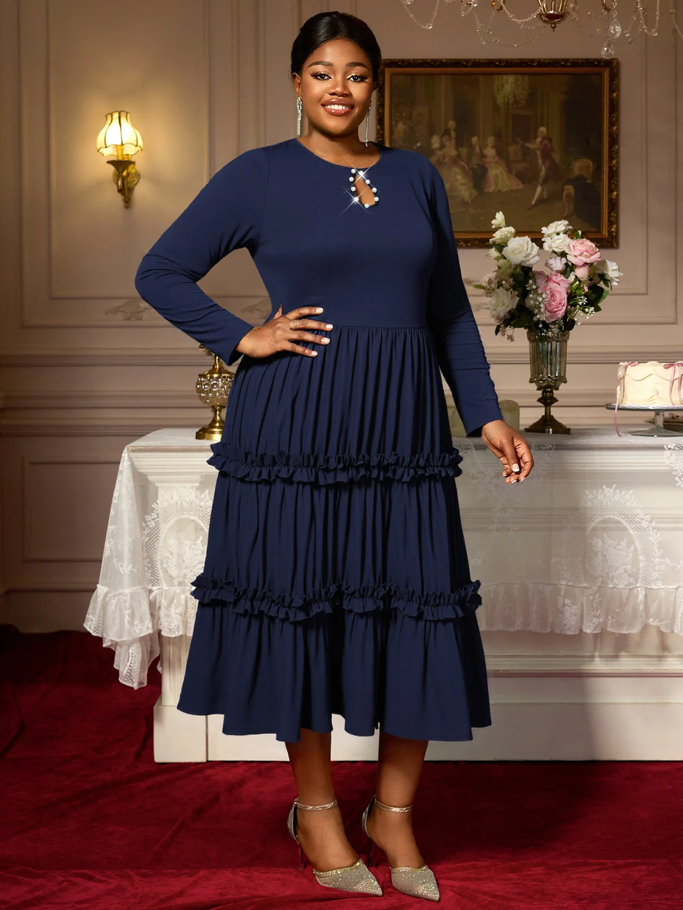 plus Size Women's Autumn round Neck Cut out Knitted Long Sleeve Dress A-Line Slimming Design for Commuting
plus Size Women's Autumn round Neck Cut out Knitted Long Sleeve Dress A-Line Slimming Design for Commuting