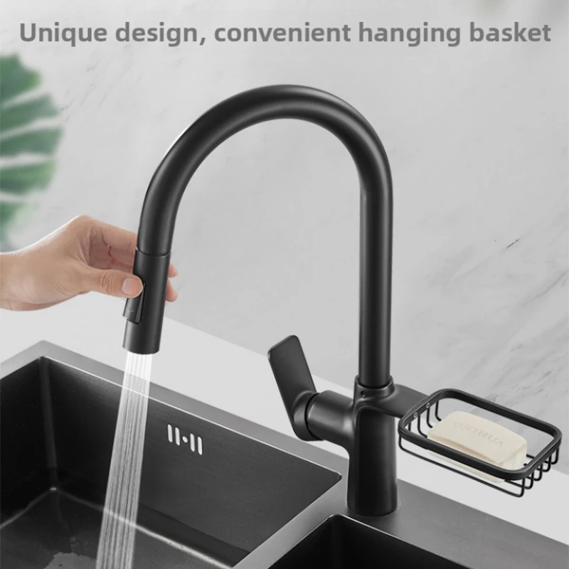 The multi-functional kitchen comes with a storage rack, a rotating net basket for cleaning, a pull-out faucet that can extend up
The multi-functional kitchen comes with a storage rack, a rotating net basket for cleaning, a pull-out faucet that can extend up