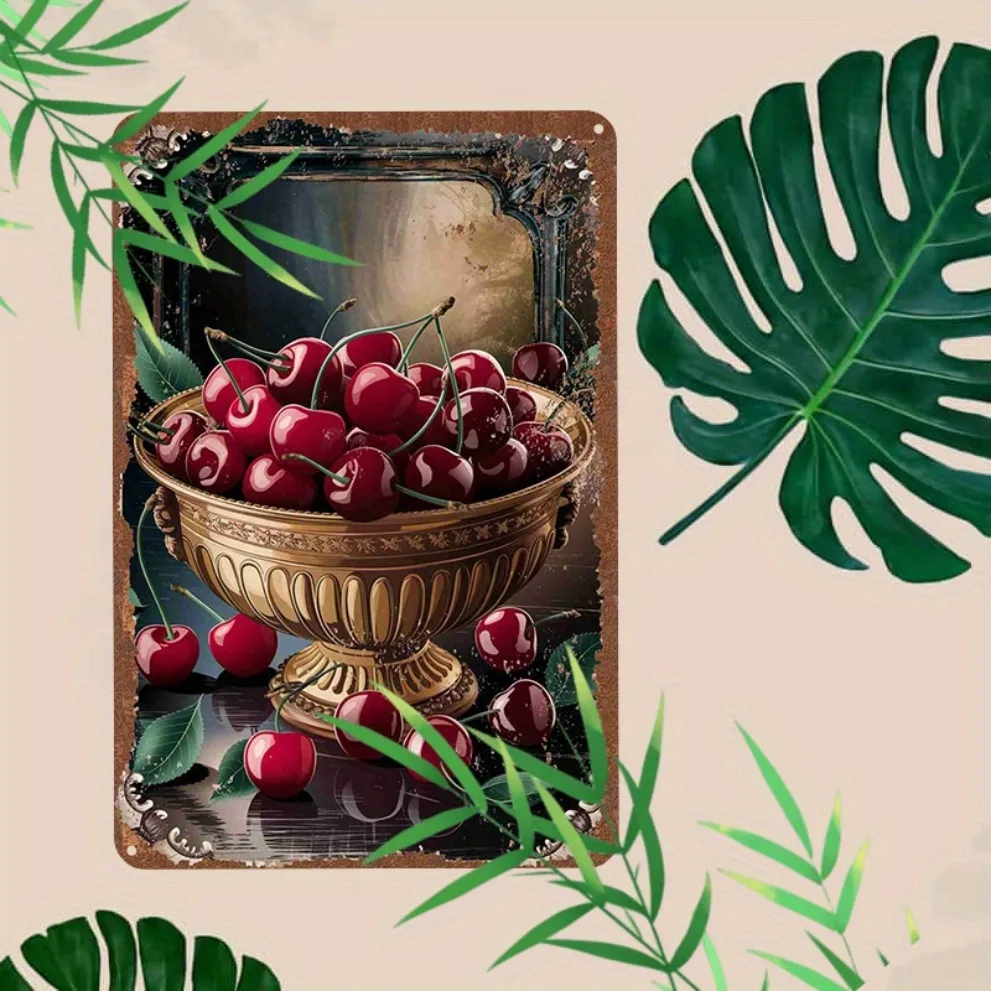 1pc Retro Metal Tin Sign (12x8in), Antique Gold Bowl with Red Cherry Wall Decor, Vintage Plaque for Home Bar Cafe Garage Gift
1pc Retro Metal Tin Sign (12x8in), Antique Gold Bowl with Red Cherry Wall Decor, Vintage Plaque for Home Bar Cafe Garage Gift