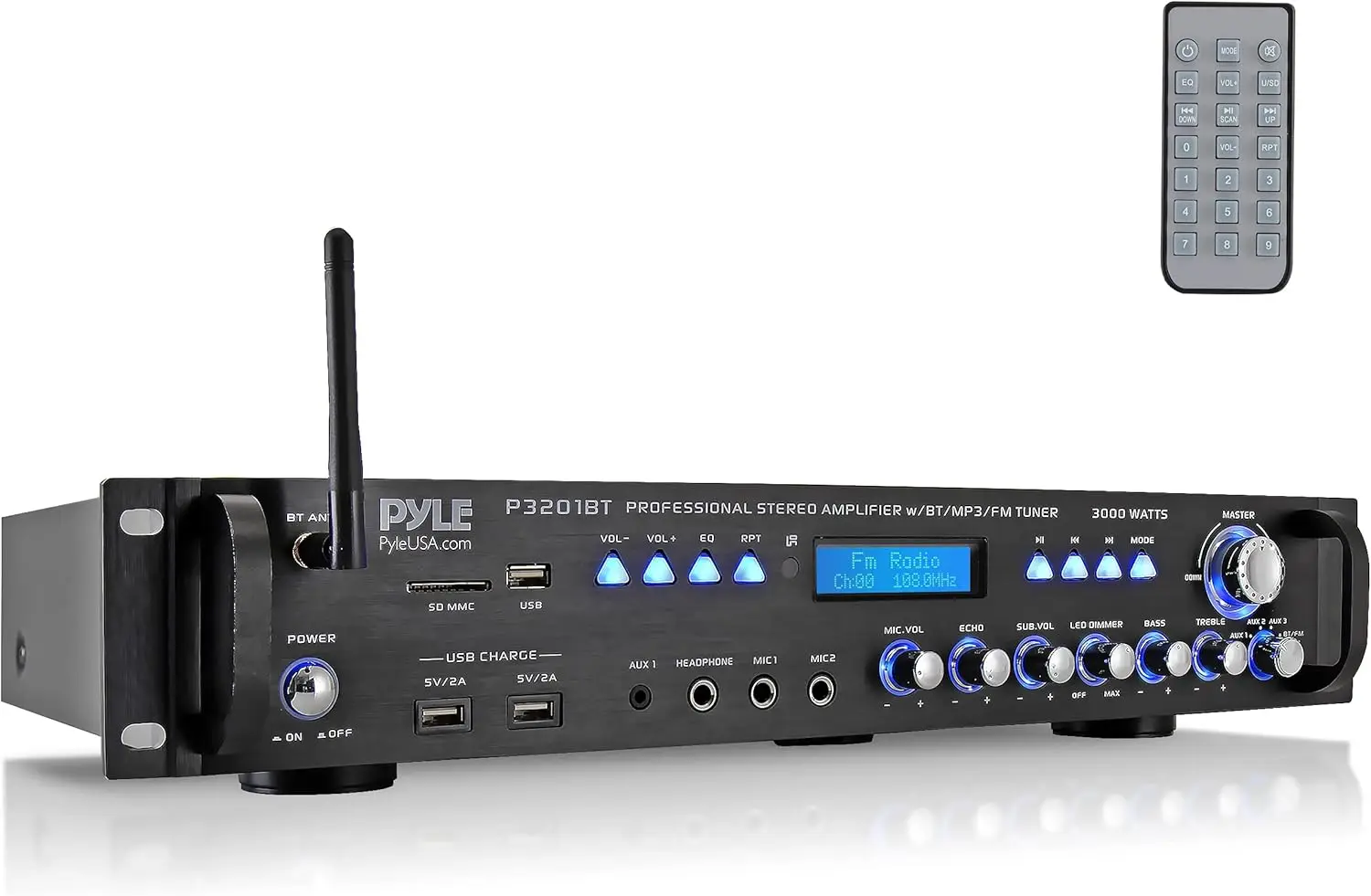 3000-ваттный Bluetooth-стереоприемник с радио, USB, AUX, RCA, двойным микрофоном, функцией эхо и беспроводной передачей данных
3000-ваттный Bluetooth-стереоприемник с радио, USB, AUX, RCA, двойным микрофоном, функцией эхо и беспроводной передачей данных