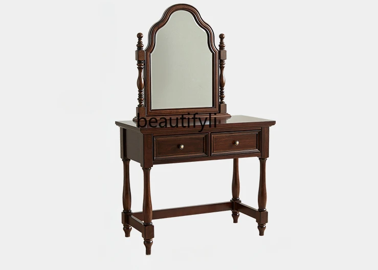 American Country Retro Solid Wood Dressing Table Small Apartment Integrated Makeup Table with Storage Mirror Furniture Simple
American Country Retro Solid Wood Dressing Table Small Apartment Integrated Makeup Table with Storage Mirror Furniture Simple
