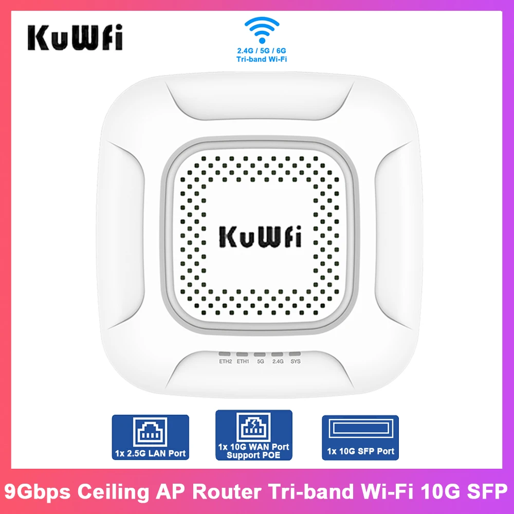 Потолочный маршрутизатор точки доступа KuWFi, трехдиапазонный Wi-Fi7, 9 Гбит/с, покрытие сигнала с 10G SFP WAN, 2,5G LAN-порт, высокопроизводительная точка доступа Wi-Fi
Потолочный маршрутизатор точки доступа KuWFi, трехдиапазонный Wi-Fi7, 9 Гбит/с, покрытие сигнала с 10G SFP WAN, 2,5G LAN-порт, высокопроизводительная точка доступа Wi-Fi