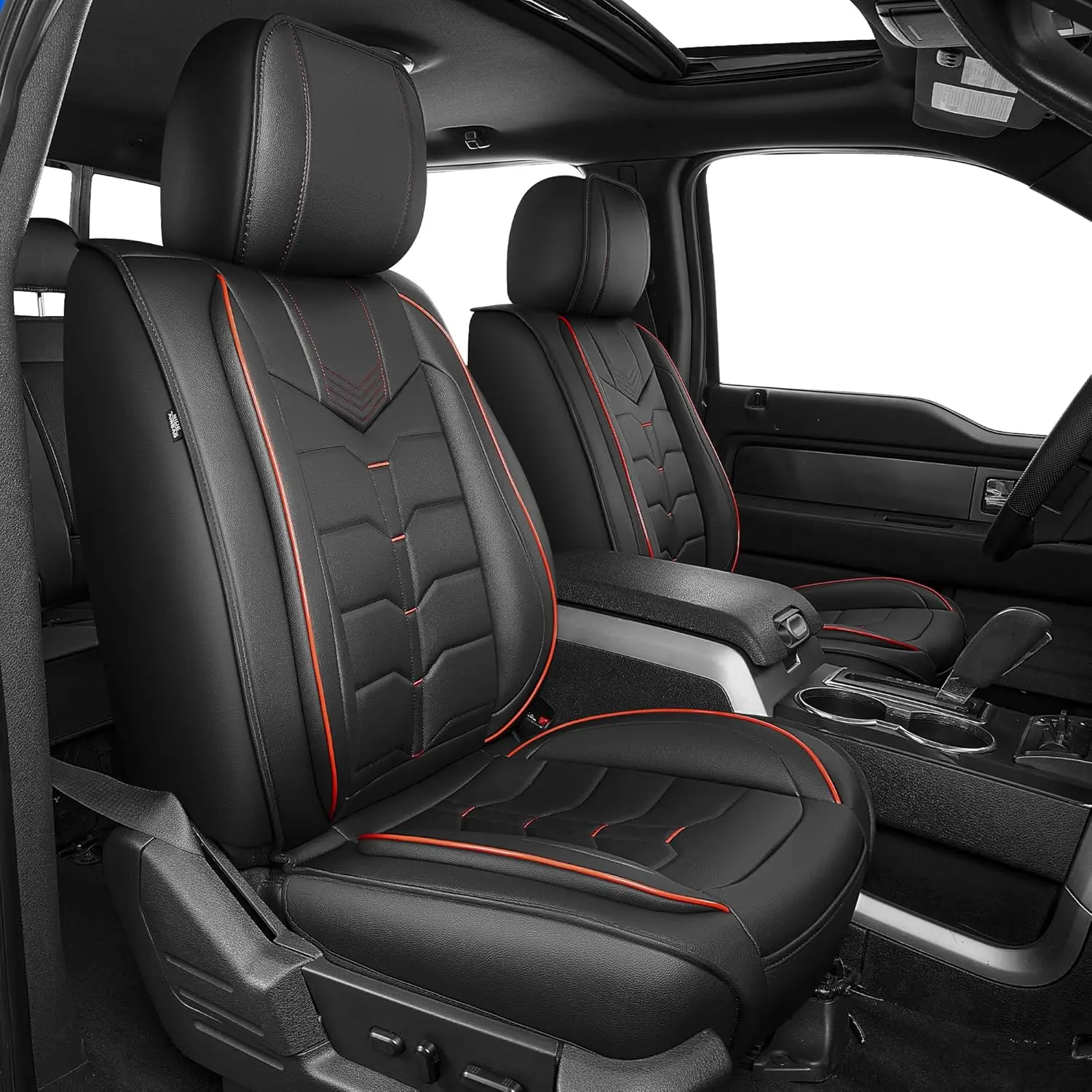 Truck Pick-up Seat Covers for 2009-2026 Vehicles, Faux Leather, Redline, 5 Seats Full Set
Truck Pick-up Seat Covers for 2009-2026 Vehicles, Faux Leather, Redline, 5 Seats Full Set