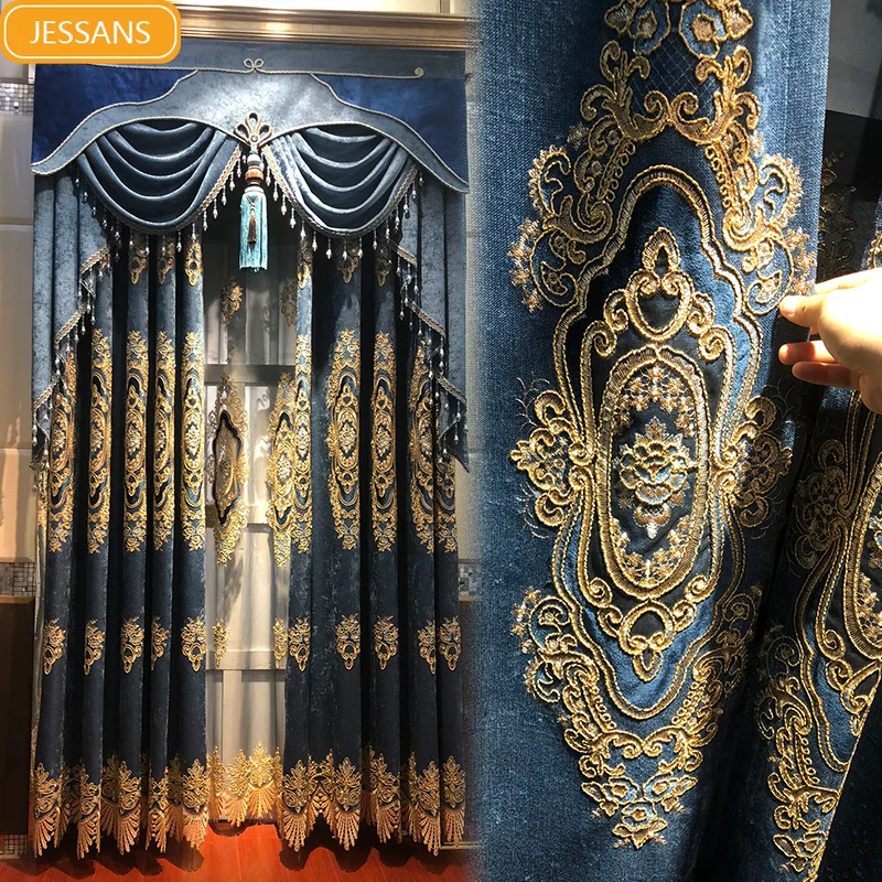 Curtains for Living Dining Room Bedroom New High-end European Style Blackout Chenille Embroidered Blue Luxury
Curtains for Living Dining Room Bedroom New High-end European Style Blackout Chenille Embroidered Blue Luxury
