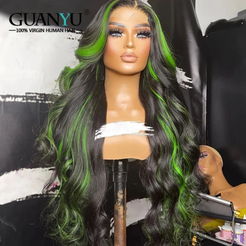 Highlight Green Human Hair 13x4 Lace Front Wigs For Women Green with Black Color Glueless Body Wave Lace Closure Wig Pre Plucked
Highlight Green Human Hair 13x4 Lace Front Wigs For Women Green with Black Color Glueless Body Wave Lace Closure Wig Pre Plucked