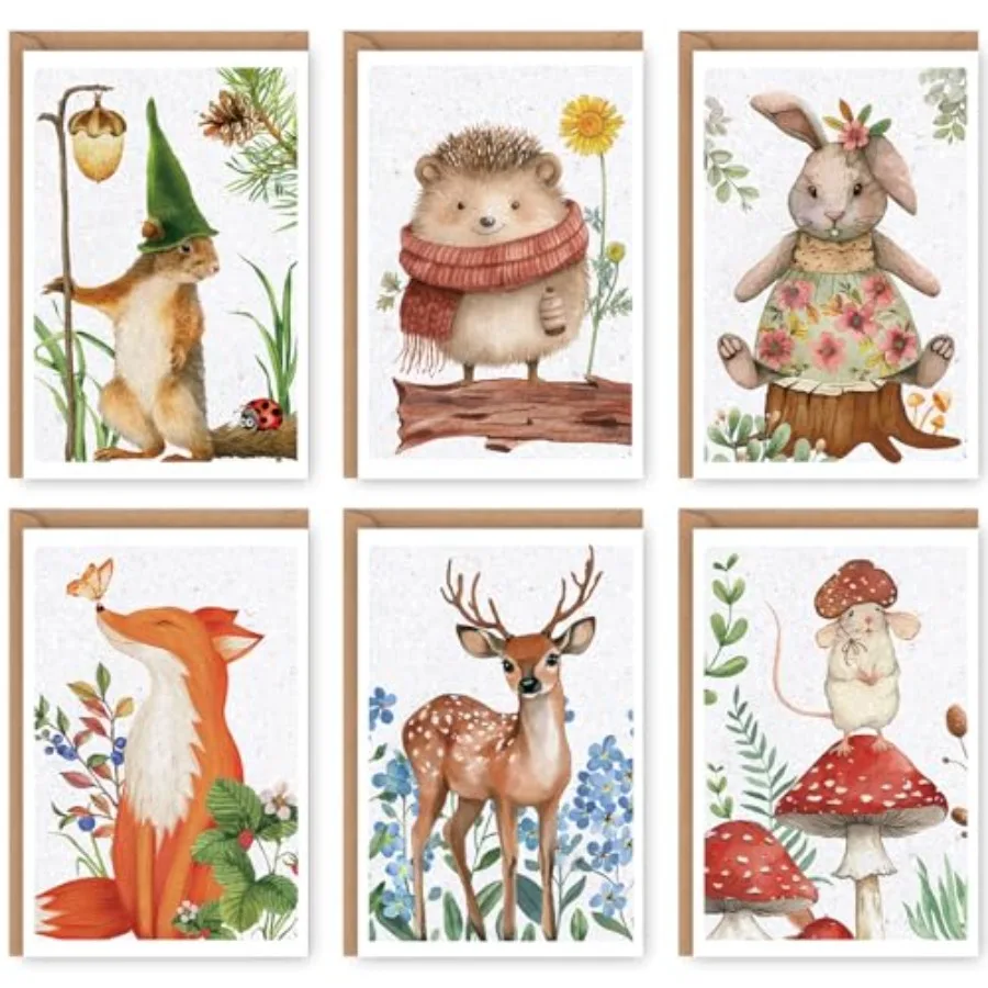 Woodland Animals Blank Cards with Envelopes, 24 Pack Forest Animals Note Cards Bulk for,4x6 Inch Watercolor Greeting Card Set B
Woodland Animals Blank Cards with Envelopes, 24 Pack Forest Animals Note Cards Bulk for,4x6 Inch Watercolor Greeting Card Set B