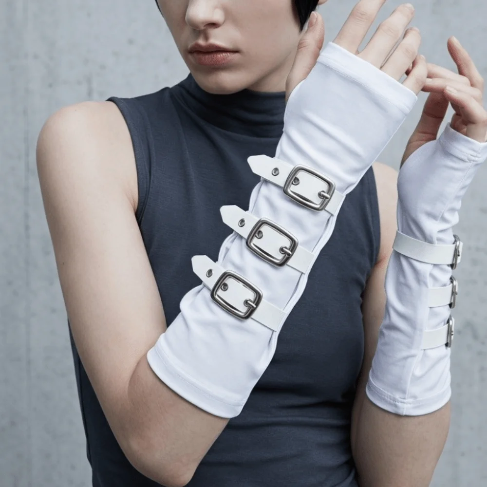 Polyester Punk Arm Sleeves White Metal Buckles Dark Gothic Arm Covers Lightweight Nonstretch Fabric Half-arm Sleeve Gloves
Polyester Punk Arm Sleeves White Metal Buckles Dark Gothic Arm Covers Lightweight Nonstretch Fabric Half-arm Sleeve Gloves