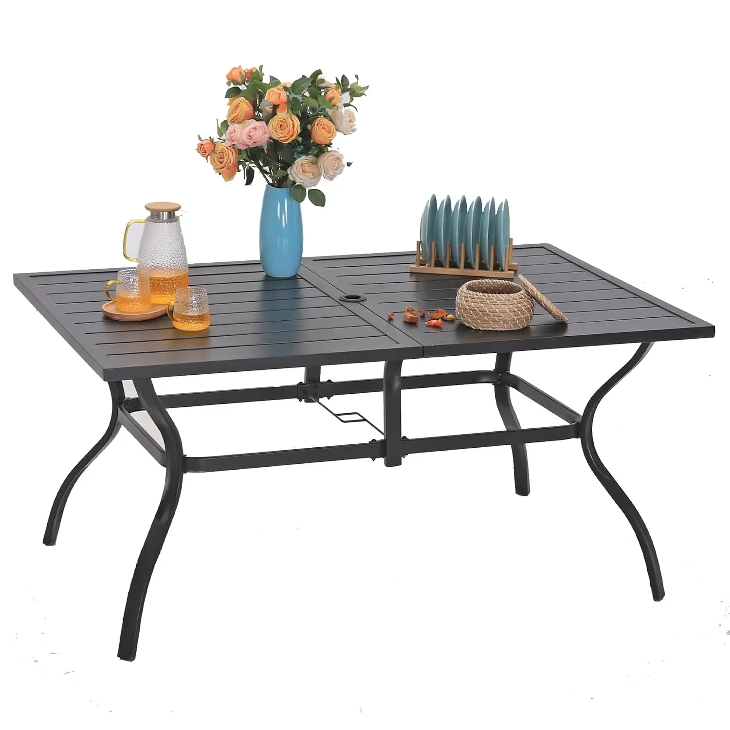 Outdoor Patio Table for 6 People, Rectangular Metal Patio Outdoor Dining Table, Black Steel Slatted, Customized
Outdoor Patio Table for 6 People, Rectangular Metal Patio Outdoor Dining Table, Black Steel Slatted, Customized