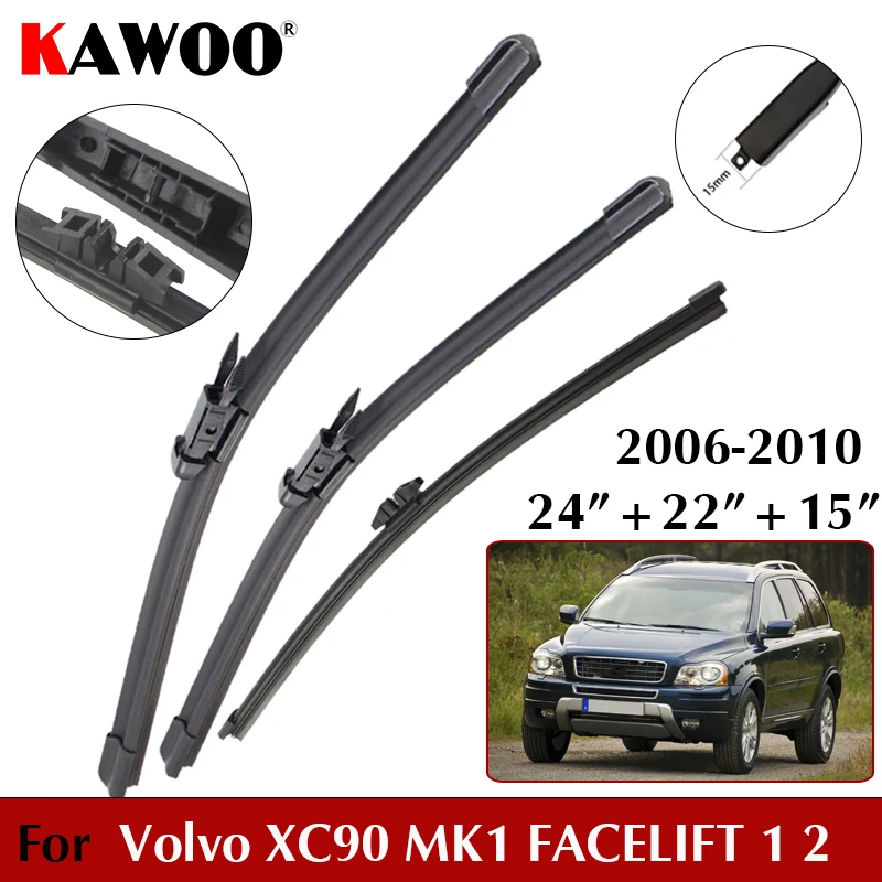 KAWOO Car Wiper Blade 24"+22"+15" For Volvo XC90 MK1 FACELIFT 1 2 2006-2010 Windscreen Front Rear Wipers Blade Set
KAWOO Car Wiper Blade 24"+22"+15" For Volvo XC90 MK1 FACELIFT 1 2 2006-2010 Windscreen Front Rear Wipers Blade Set