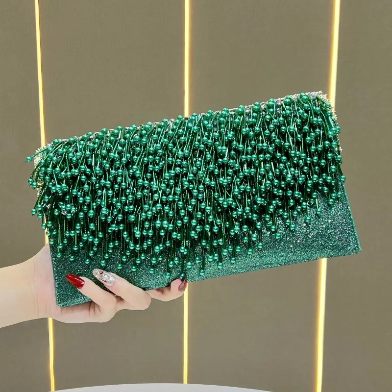 Luxury Beaded Bag Women's Party Pearl Waterfall Tassels Golden Clutch Bags Jasper Envelopes Evening Purse with Crossbody Chain
Luxury Beaded Bag Women's Party Pearl Waterfall Tassels Golden Clutch Bags Jasper Envelopes Evening Purse with Crossbody Chain