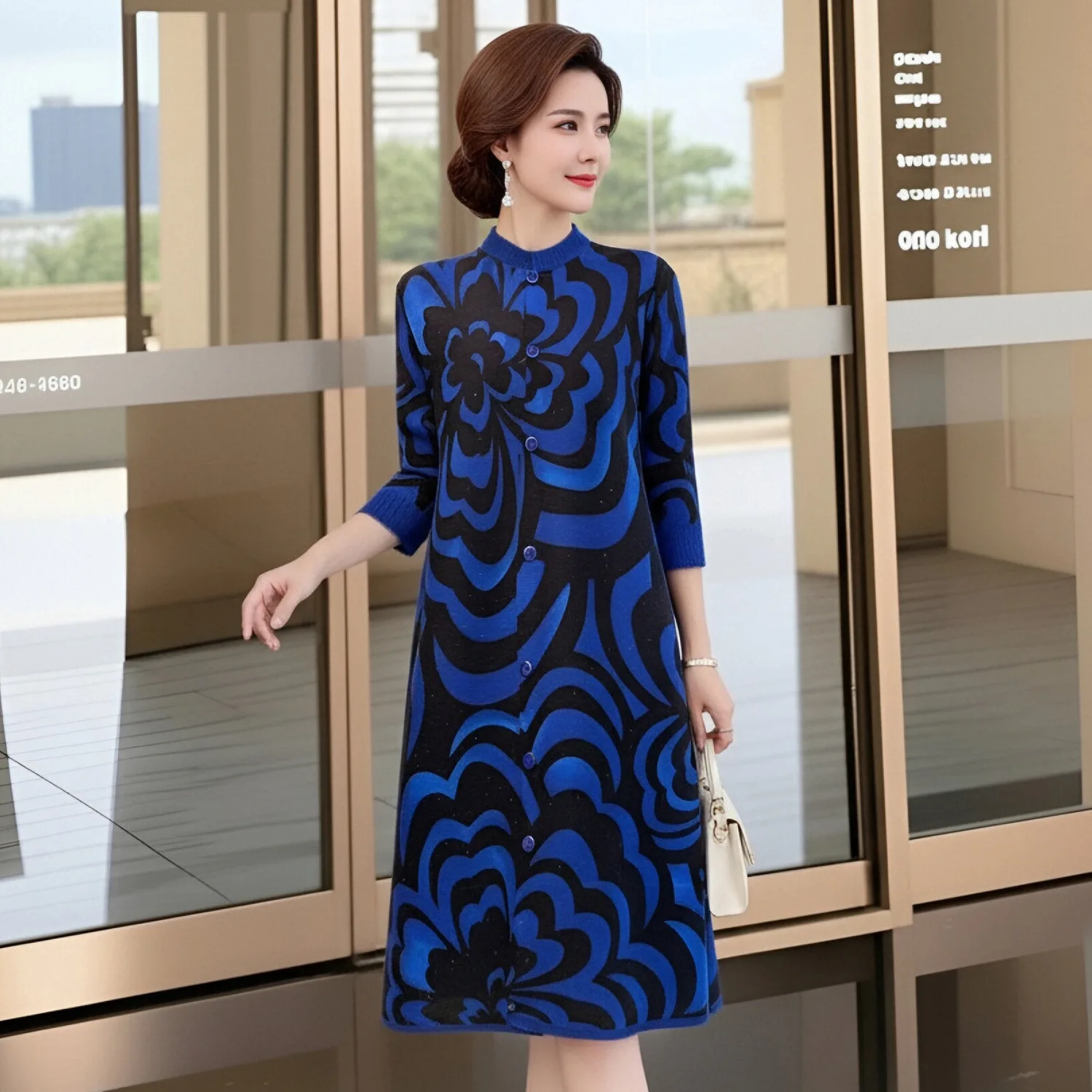 Miyake Black Blue Floral Print Pleated Women's Dress Half High Collar Three Quarter Single Breasted Dresses 2026 Spring New
Miyake Black Blue Floral Print Pleated Women's Dress Half High Collar Three Quarter Single Breasted Dresses 2026 Spring New