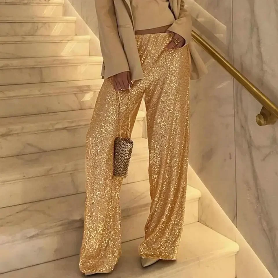 Women Trousers Women’s Mid-rise Wide Leg Pants Sparkling Sequin Trousers Night Club Party Stage Dance Bottoms Sparkly Pants
Women Trousers Women’s Mid-rise Wide Leg Pants Sparkling Sequin Trousers Night Club Party Stage Dance Bottoms Sparkly Pants