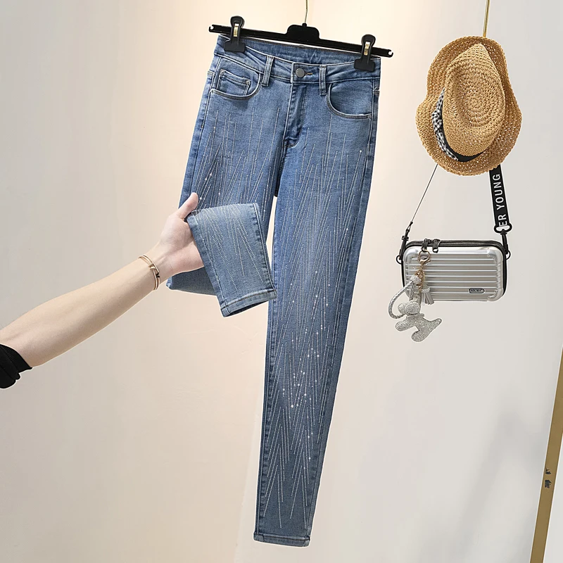 Large women's jeans 2022 summer new fat sister mm foreign style high waist jeans slim slim diamond Leggings
Large women's jeans 2022 summer new fat sister mm foreign style high waist jeans slim slim diamond Leggings