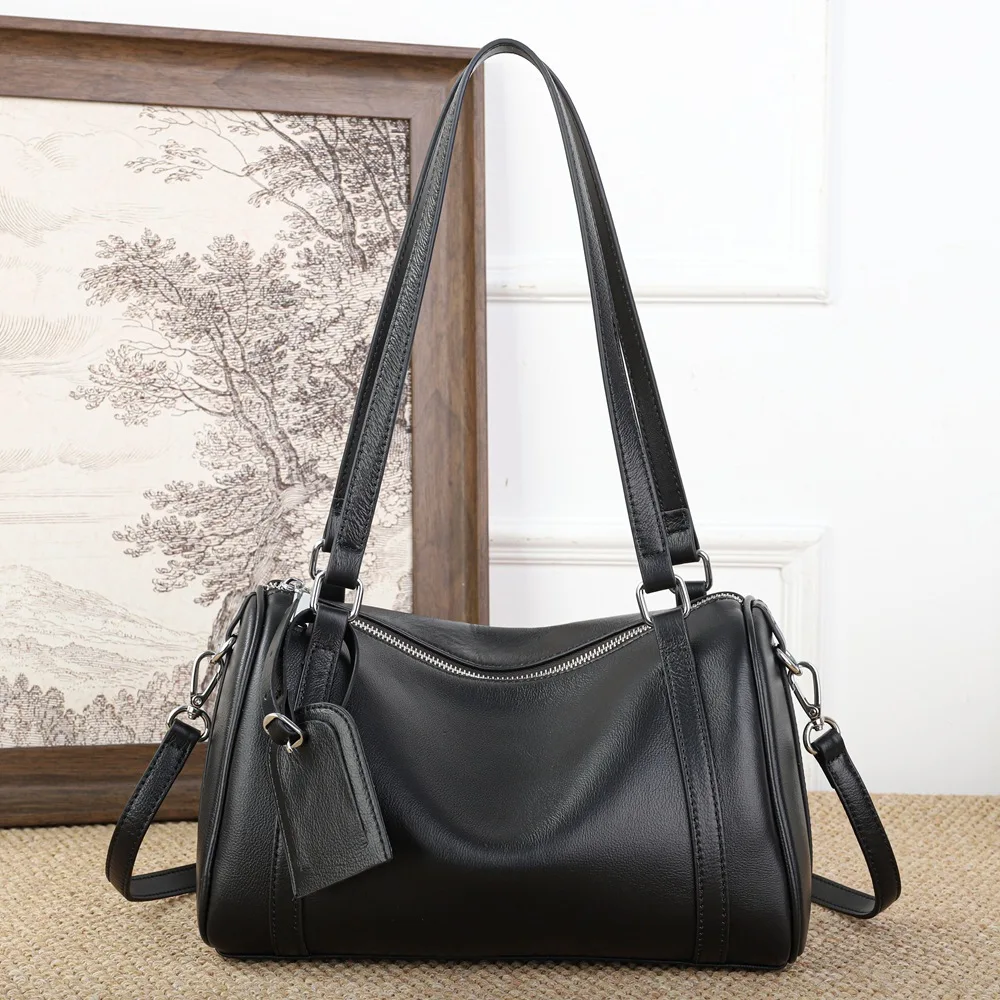 Fashion Crossbody Leather Boston Bag Women - Large Capacity, Top-grain Cowhide Women's Bag, Single Shoulder, Armpit
Fashion Crossbody Leather Boston Bag Women - Large Capacity, Top-grain Cowhide Women's Bag, Single Shoulder, Armpit