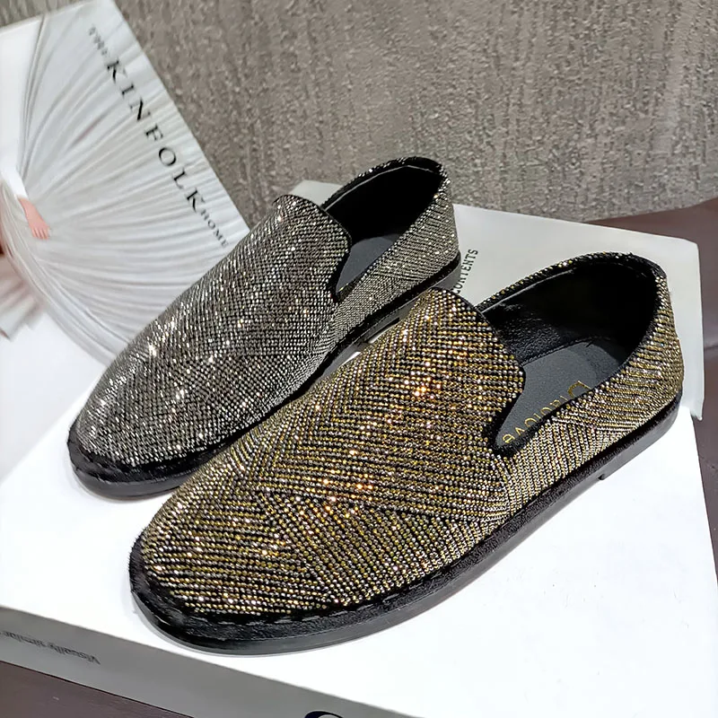 Spring Autumn Bling Shiny Rhinestones Diamond Loafers Shoes Round Head Soft Flat Bottom Women's Shoes Female Casual Shoes
Spring Autumn Bling Shiny Rhinestones Diamond Loafers Shoes Round Head Soft Flat Bottom Women's Shoes Female Casual Shoes